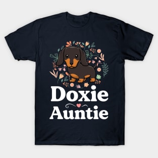 Doxie Auntie Floral Dachshund Shirt Dog Lover Aunt T-Shirt